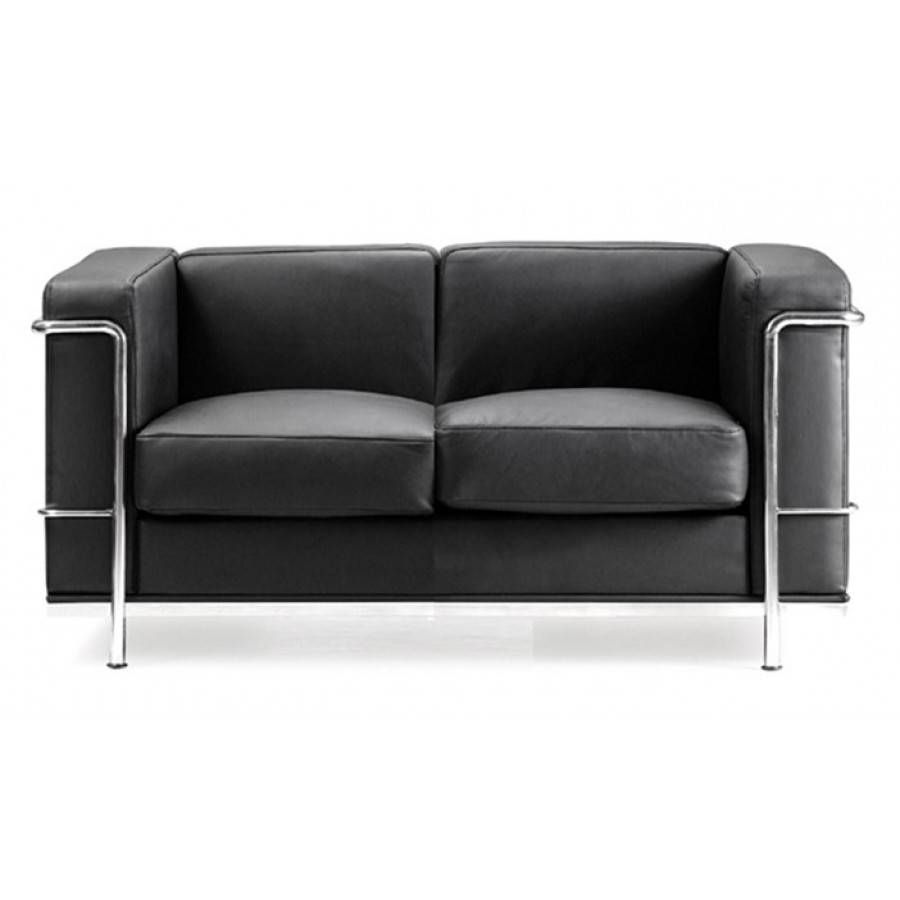 Belmont Cubed Leather Faced Reception Two Seater